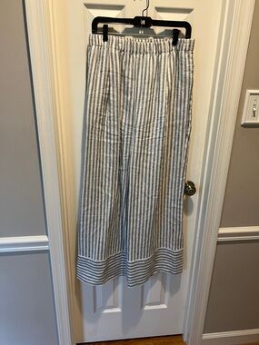 Reformation blue Striped Elastic-Waist Maxi Skirt in Light Gray and White